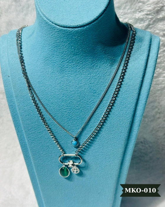 Çelik 2'Li  Zincirli Kolye