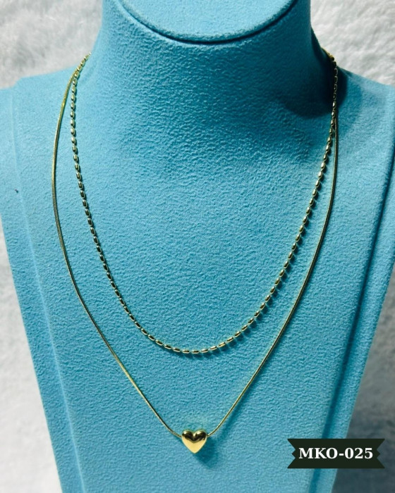 Çelik Kalpli Kolye Gold Pinterest 2'li İtalyan Kesim