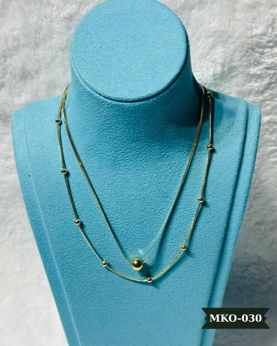 Çelik 2'Li  Minimal Boncuklu Kolye