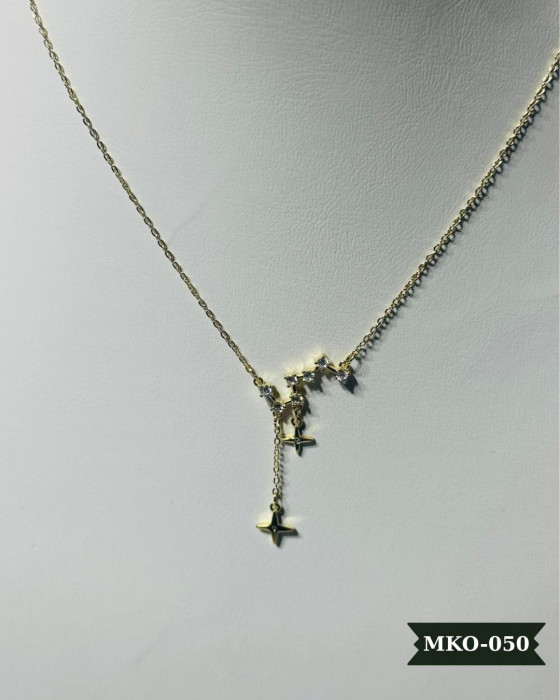 Elmas Taşlı Yıldız Çelik Kolye