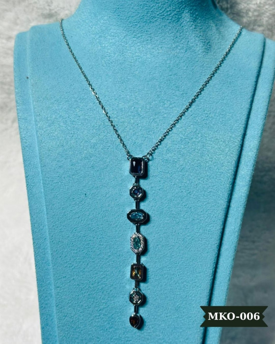 Renkli Taşlı Çelik Y Kolye