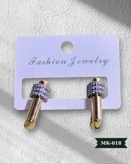 Taşlı Dikdörtgen Çelik Küpe