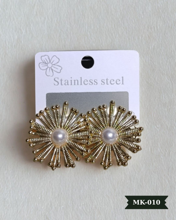 İnci Detaylı Çelik Küpe